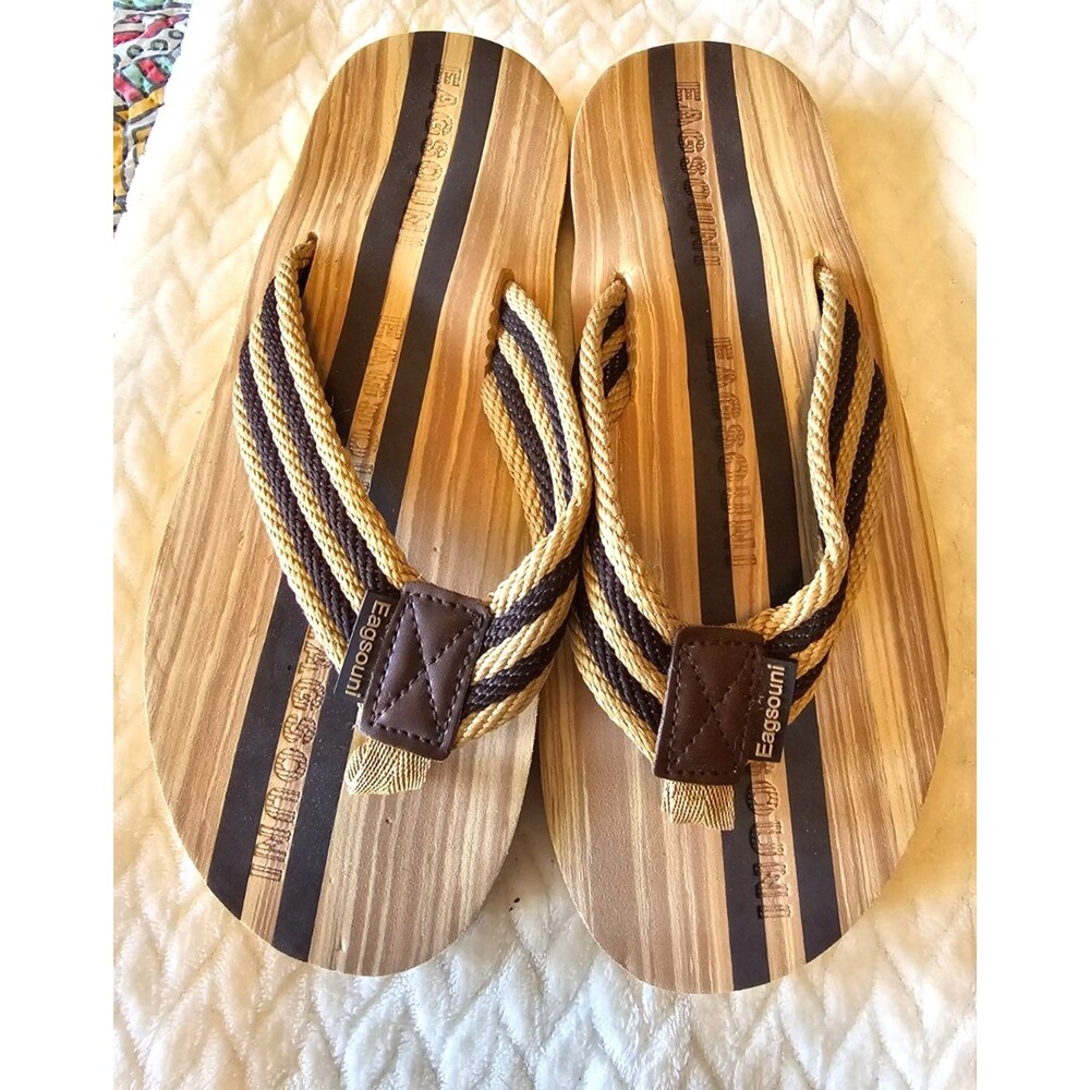 Eagsouni Unisex Flip Flops Casual Comfort Thong Sandals Brown Size 39